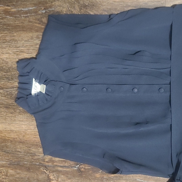 Ann Taylor LOFT Silk Chiffon Sleeveless Dress with Ruffle Collar Dress Size 2P - Picture 2 of 7